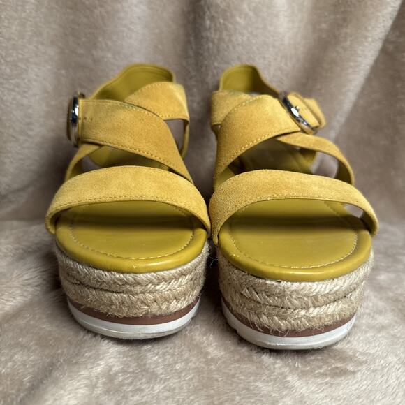 Marc‎ Fisher Zain Espadrilles Platform Sandals Mustard Suede Leather Women’s 8M - Picture 2 of 8